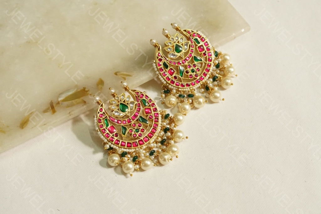 Kundan earrings(PREORDER)(1-1) - JEWELSTYLE