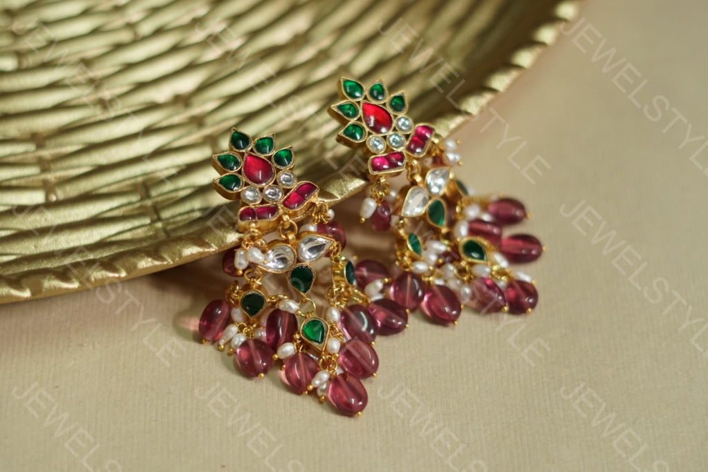 Kundan earrings(PREORDER) 1-1123 - JEWELSTYLE