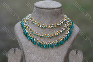 Light green Beads Necklace (4-2985)(N)
