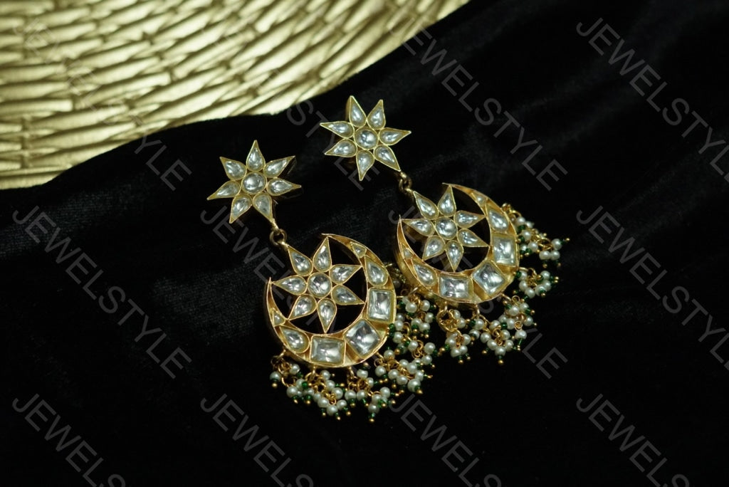 Kundan Polki chandbali (1-1156)(PREORDER) - JEWELSTYLE