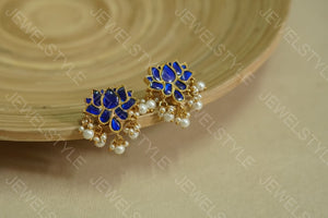 blue lotus Kundan studs(1-1478)(PREORDER)