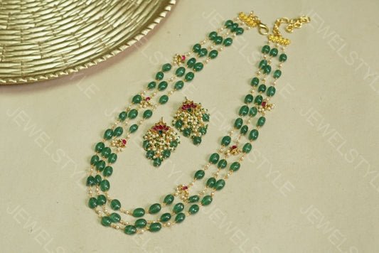Green Necklace set  (4-3453)(OFFER PIECE)N) - JEWELSTYLE