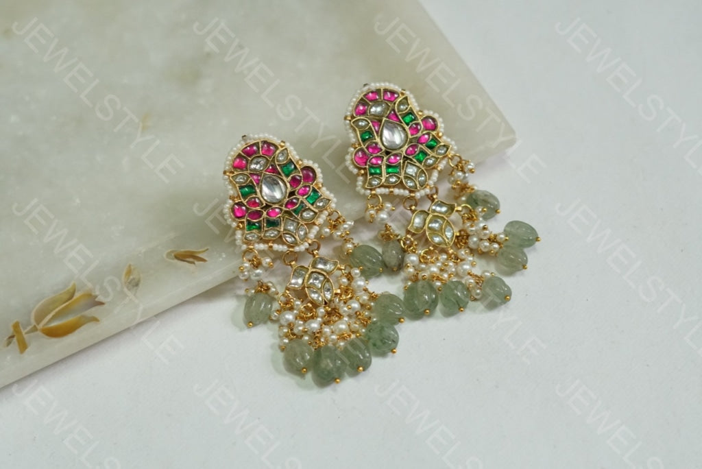 Kundan Earrings(1-1160)(PREORDER) - JEWELSTYLE