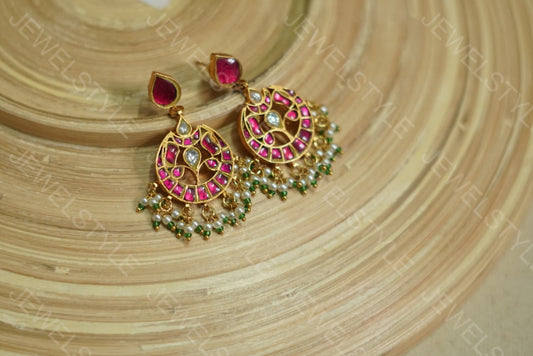 Kundan Chandbali earrings (1-1656)(R)(preorder)