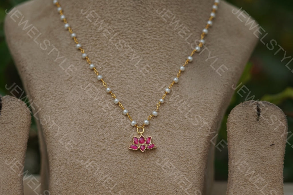 Pink lotus chain(Preorder) 4-1361 - JEWELSTYLE