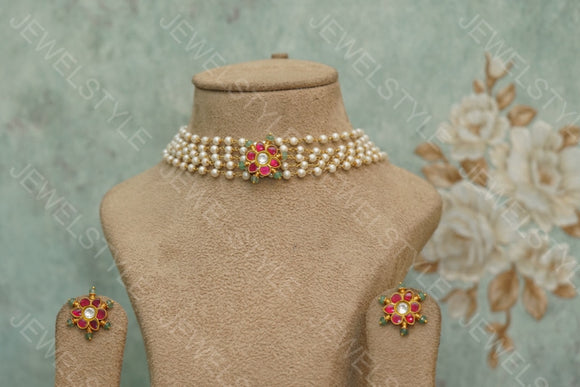 Kundan Necklace set (4-4659)(R)(PREORDER)