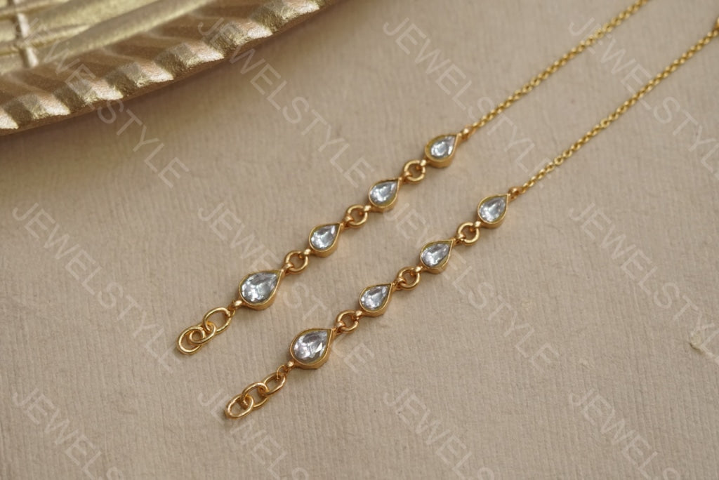 White Kundan Ear Chain (9-61) - JEWELSTYLE