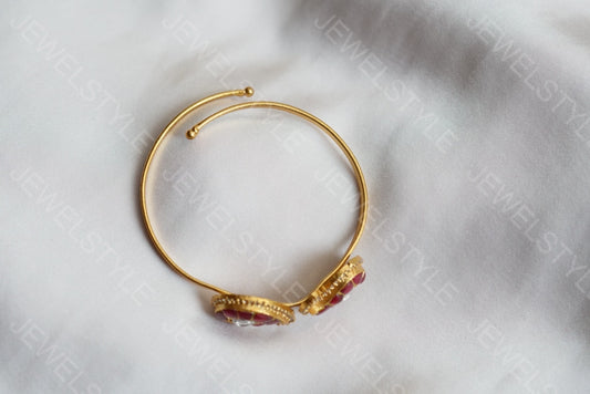 Pink mango Kundan bangle  (3-260)(R)(preorder)