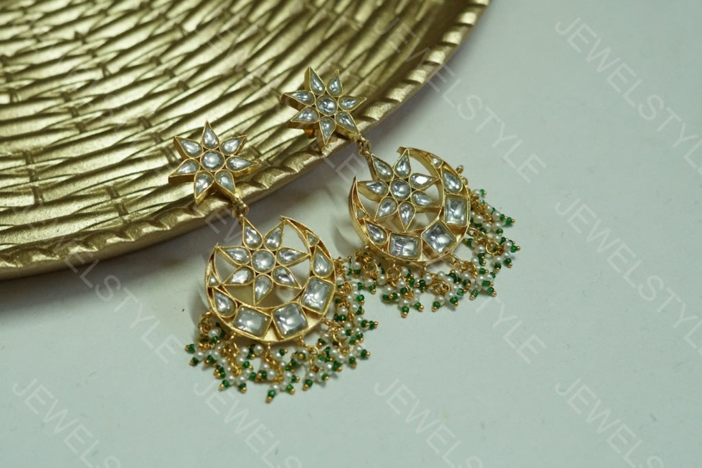 Kundan Polki chandbali (1-1156)(PREORDER) - JEWELSTYLE