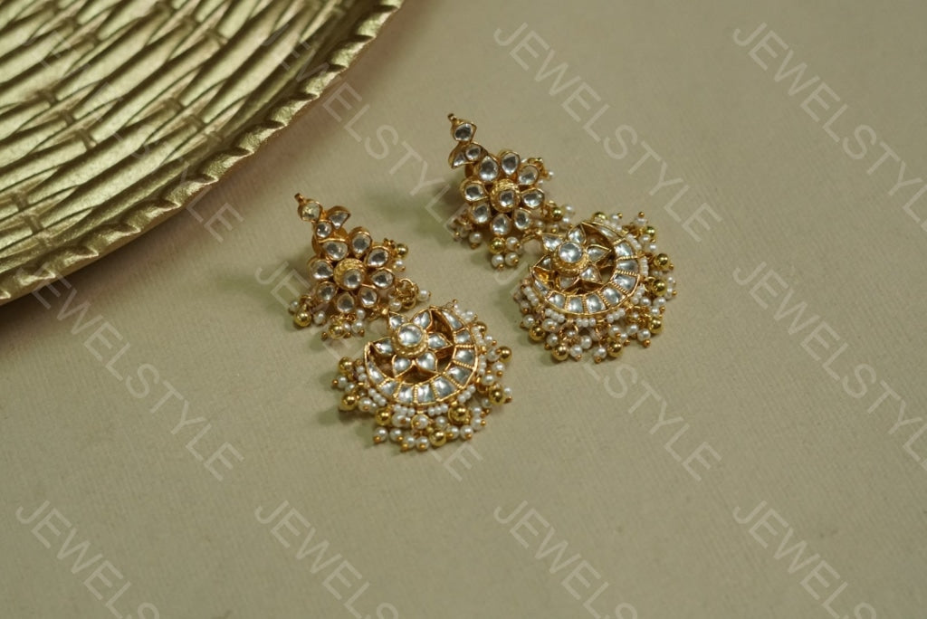 Kundan earrings (1-1177)(PREORDER) - JEWELSTYLE