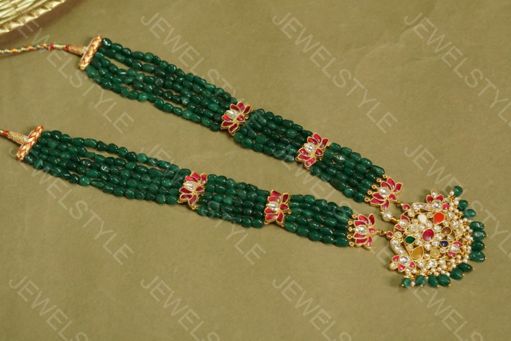 Kundan navratan pendant necklace (Preorder) 4-1263 - JEWELSTYLE