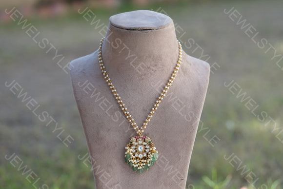 Kundan pendant necklace (4-5183)(R)