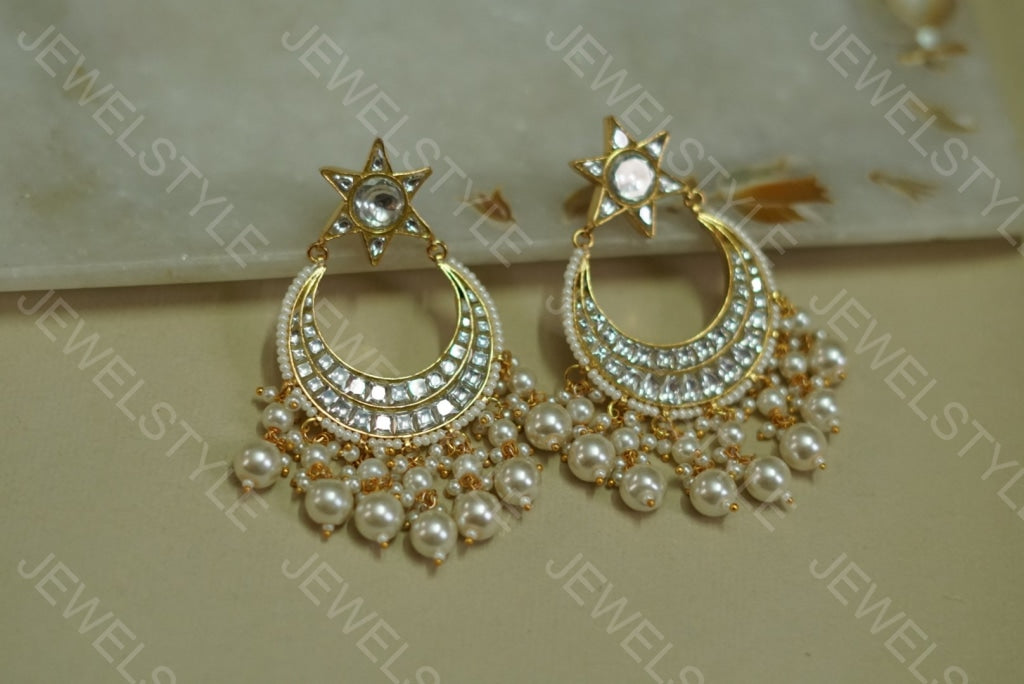 Kundan Polki chandbali (1-1154)(PREORDER) - JEWELSTYLE