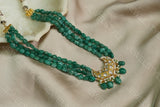 Green beads Kundan necklace(4-3732)(PREORDER)