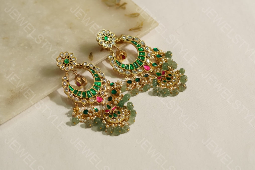 Kundan earrings(1-1110)(PREORDER) - JEWELSTYLE