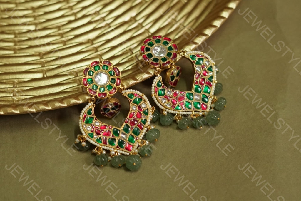 Kundan earrings(Preorder) (1-1048-c) - JEWELSTYLE