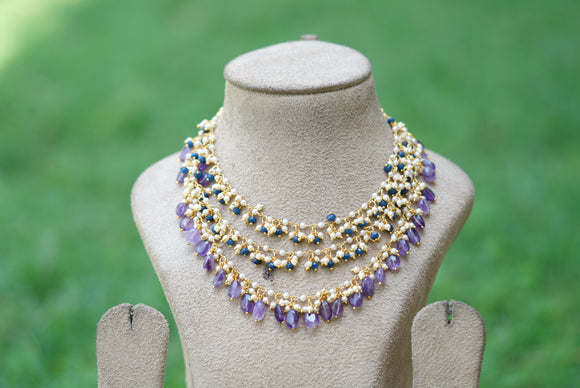 Amethyst beads necklace (4-5300)(N)