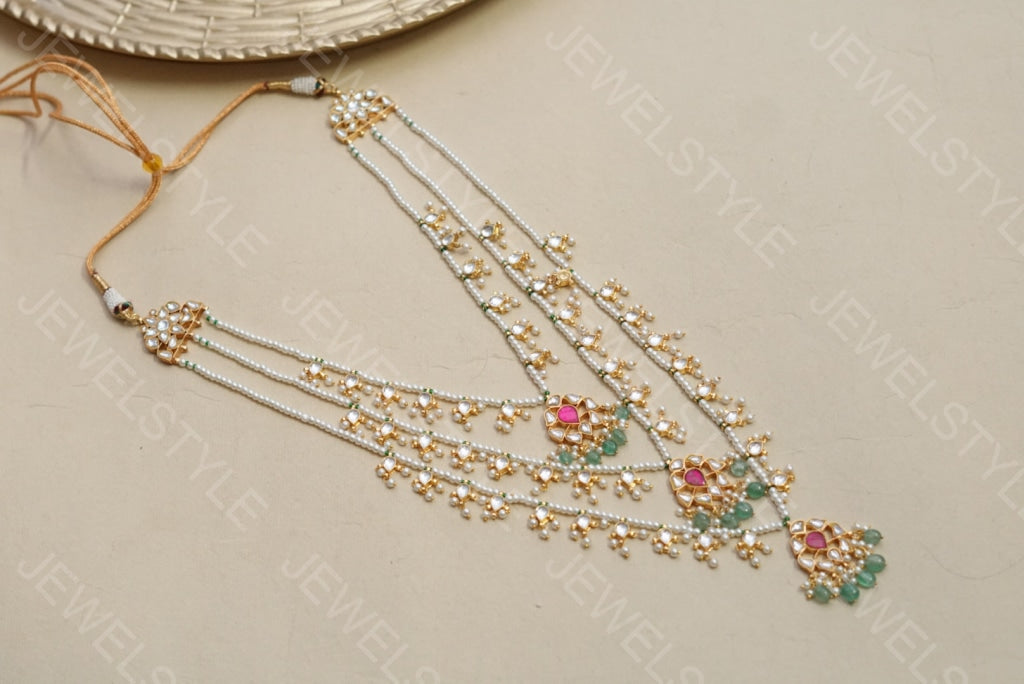 3Line Kundan Ranihaar (4-4965)(R)(preorder) - JEWELSTYLE