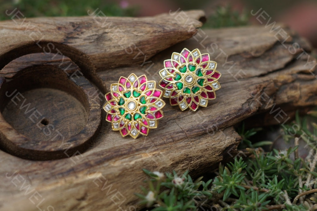 Multicolour Kundan studs(1-1107)(PREORDER) - JEWELSTYLE