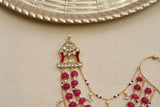 Red Kundan Ear Chain (9-76)(R)(PREORDER)