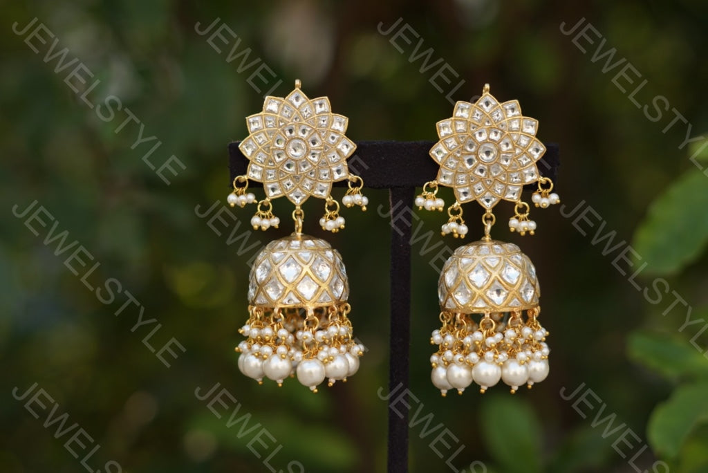 Small size Kundan jhumki (1-703)(PREORDER) - JEWELSTYLE