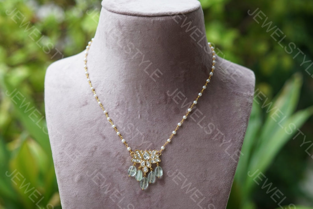 Lotus Kundan Pendant chain (4-1444)(PREORDER) - JEWELSTYLE
