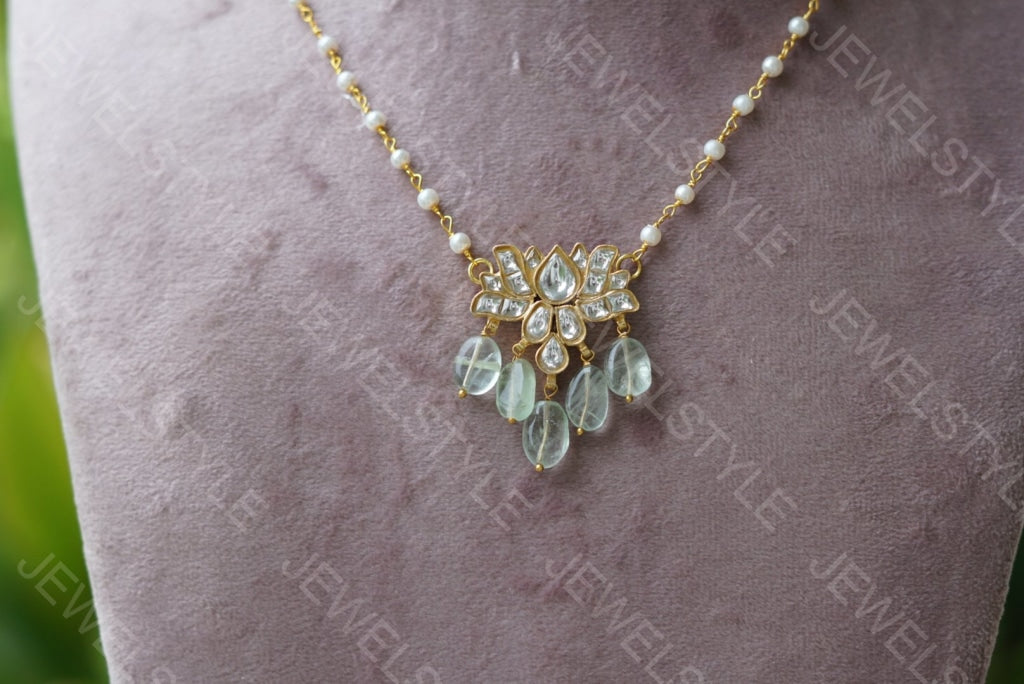 Lotus Kundan Pendant chain (4-1444)(PREORDER) - JEWELSTYLE