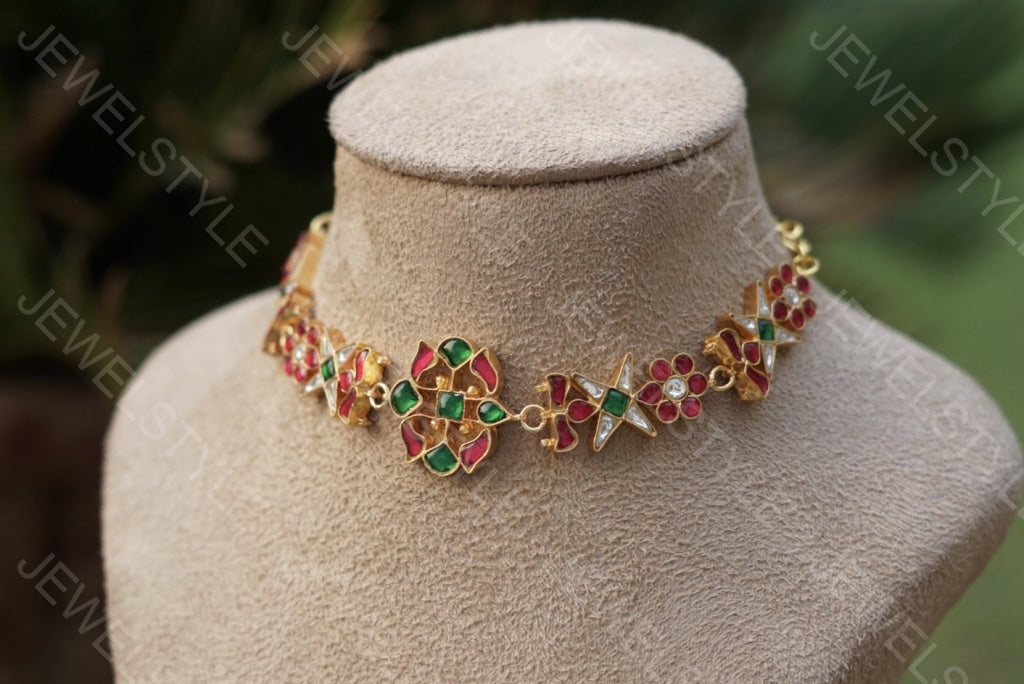 Multicolour Kundan Choker (4-972)(R)(PREORDER) - JEWELSTYLE