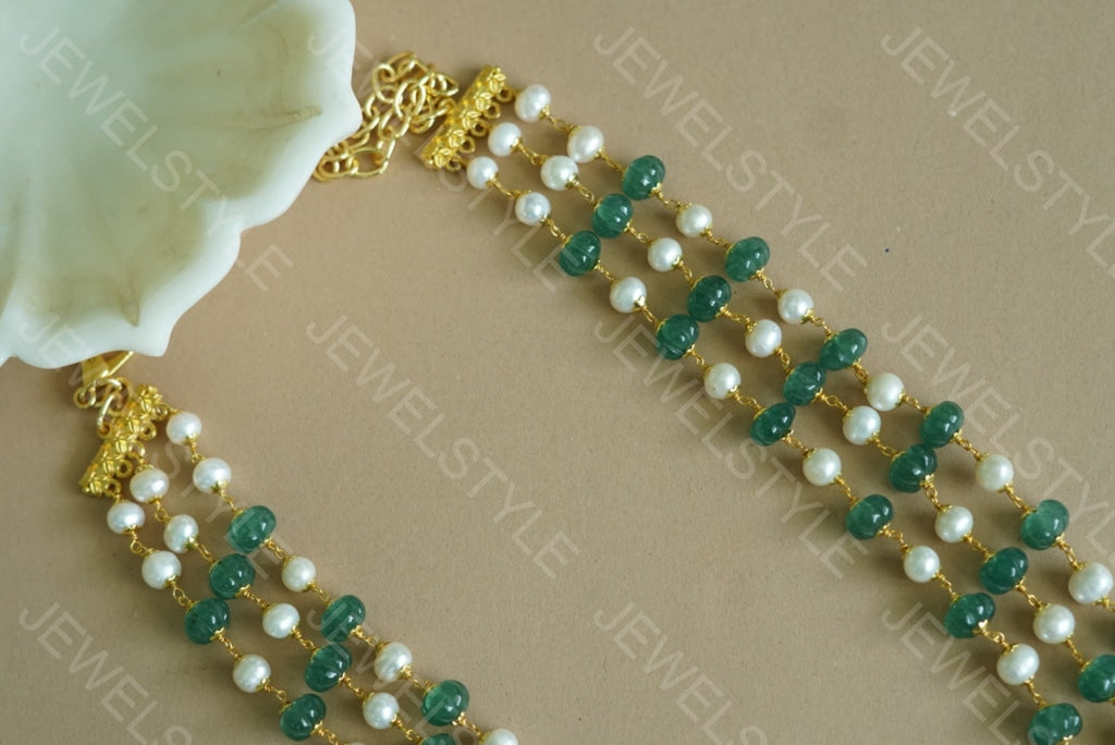 Orange Beads Necklace (4-3760)(N) - JEWELSTYLE
