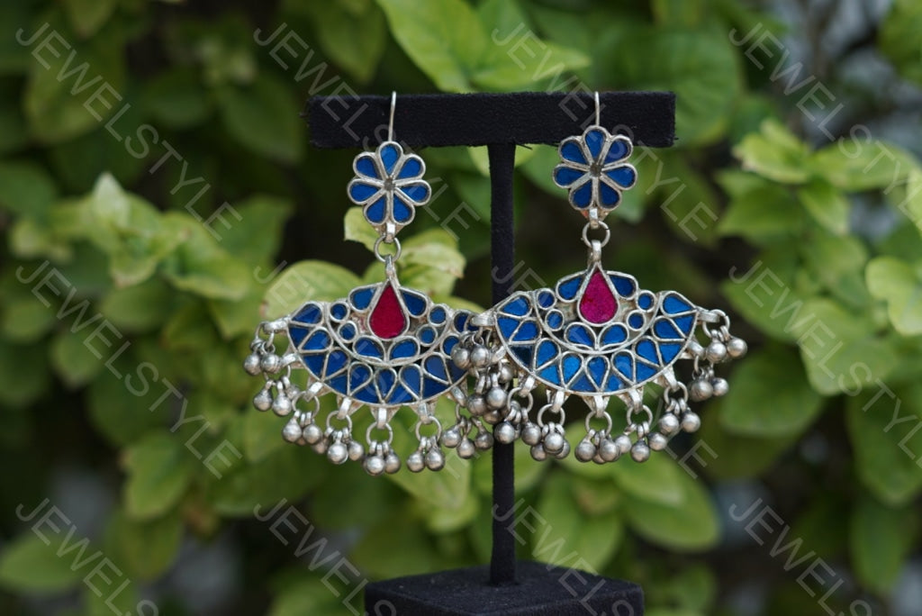 Mirror oxidised earrings  (1-1313)(ON SALE) - JEWELSTYLE