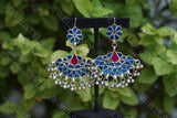 Mirror oxidised earrings  (1-1313)(ON SALE)