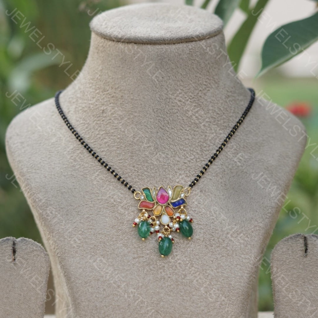 Navratan lotus Pendant chain (4-1573)(PREORDER) - JEWELSTYLE