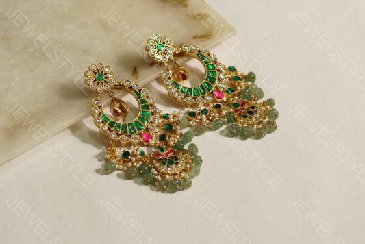 Kundan earrings(1-1110)(PREORDER) - JEWELSTYLE