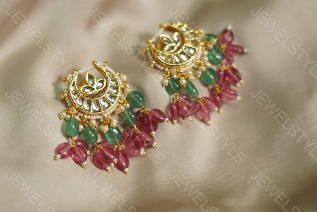Chand Kundan Earrings (1-2031)(N) - JEWELSTYLE