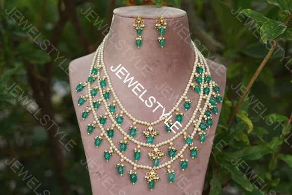 3 layer Beads Necklace set (4-1296)