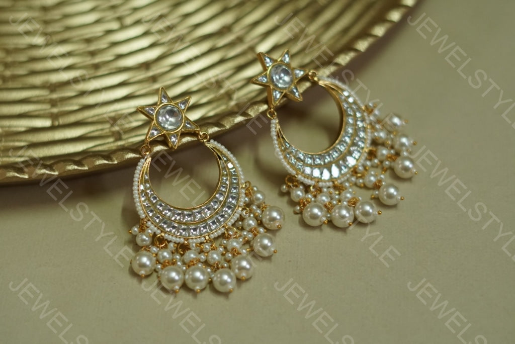 Kundan Polki chandbali (1-1154)(PREORDER) - JEWELSTYLE