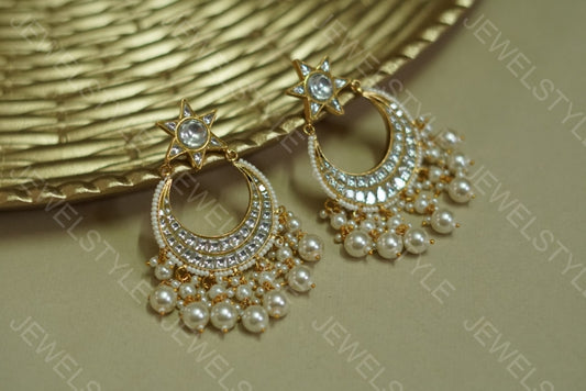 Kundan Polki chandbali (1-1154)(PREORDER) - JEWELSTYLE