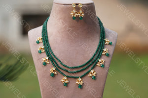 Green beads necklace set (4-4715)(N)