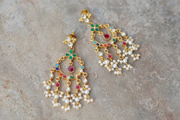 Navratan Kundan Earrings (1-1363) (PREORDER)