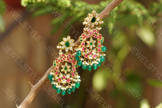Kundan earrings(PREORDER) 1-1024 - JEWELSTYLE