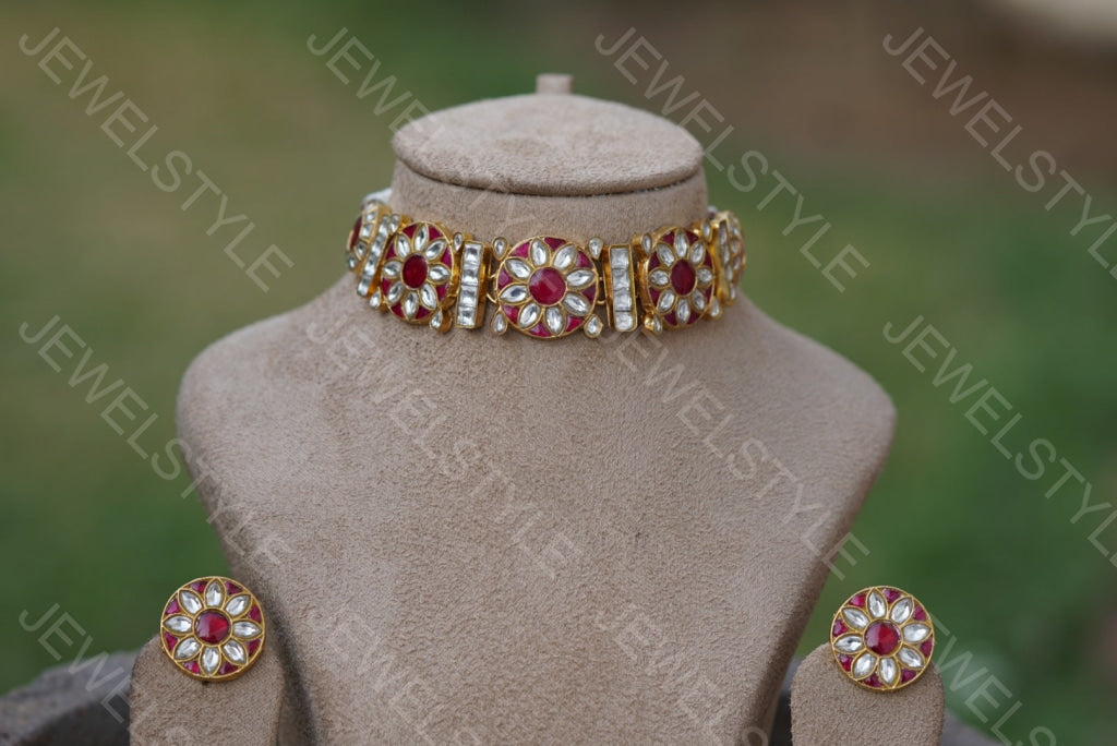 Kundan Choker Set (4-3928)(R)(PREORDER)