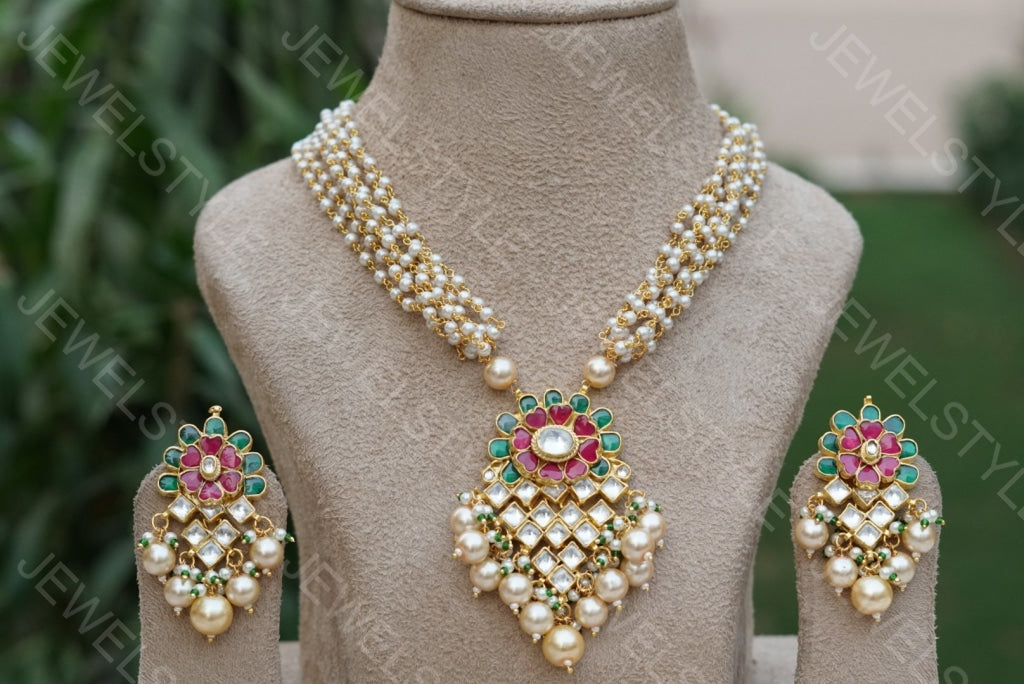 Pendant necklace set (4-946)(R) - JEWELSTYLE