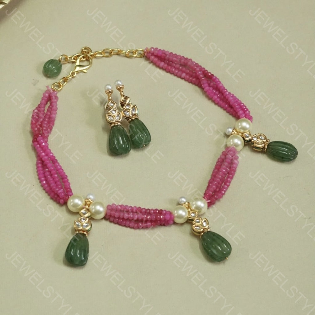 Kundan necklace set(4-1378) - JEWELSTYLE
