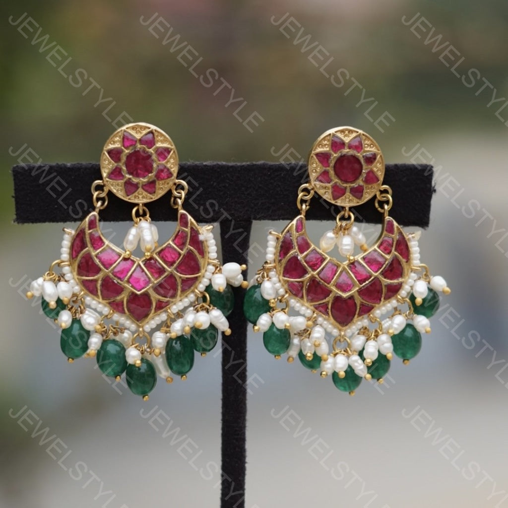 Kundan chandbali(1-731-c)(R) - JEWELSTYLE