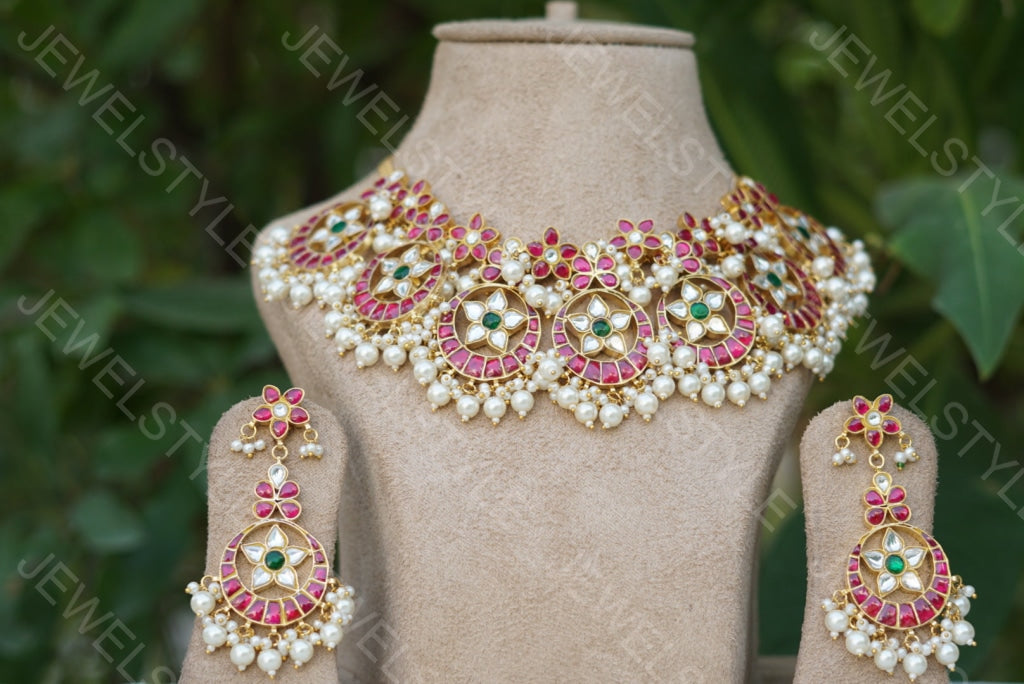 Kundan necklace set (4-3943)(preorder)(R)