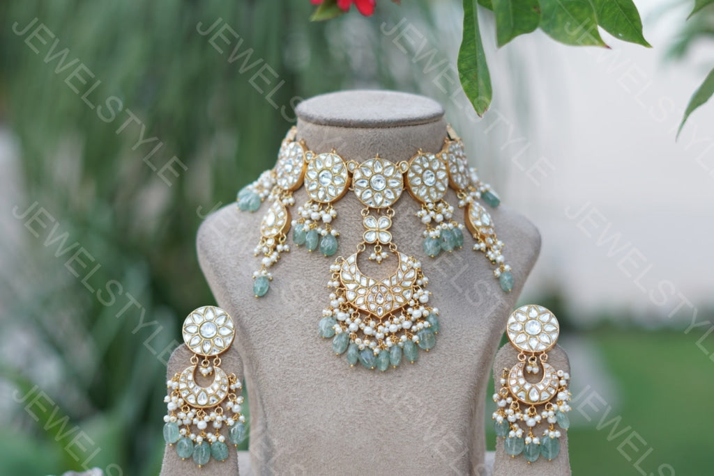 Kundan necklace set (4-3330)(PREORDER) - JEWELSTYLE