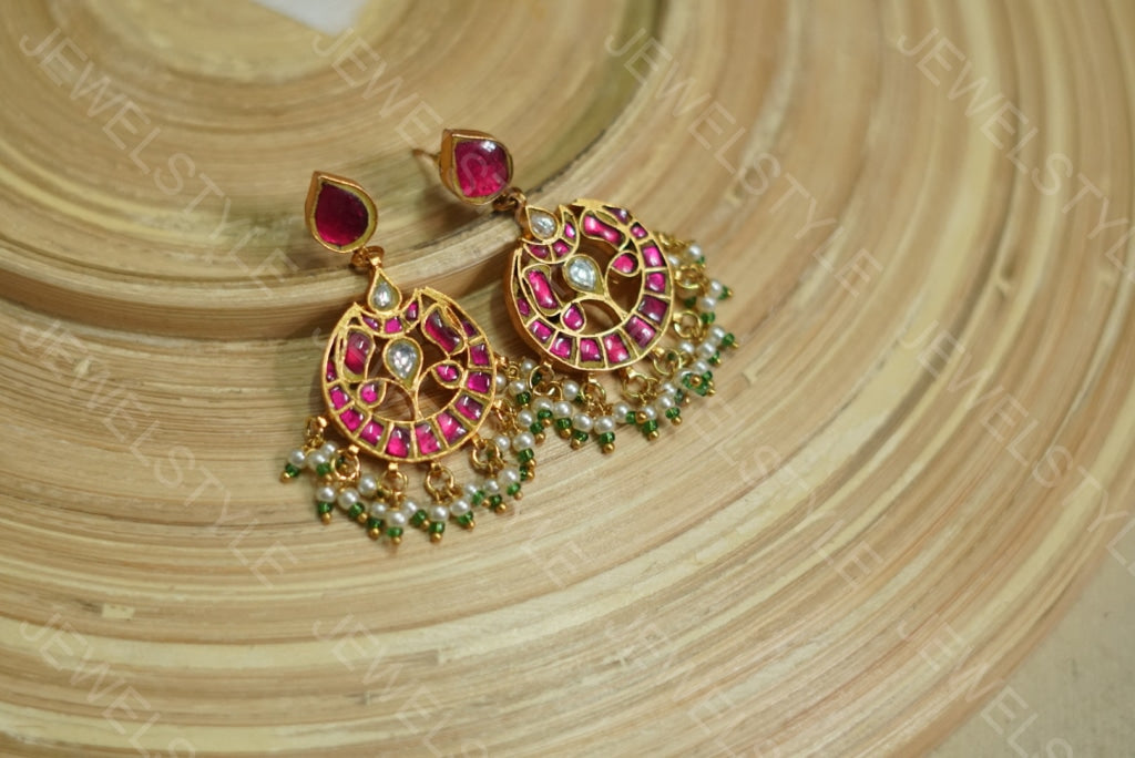 Kundan Chandbali earrings (1-1656)(R)(preorder)