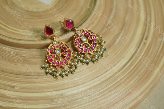 Kundan Chandbali earrings (1-1656)(R)(preorder)