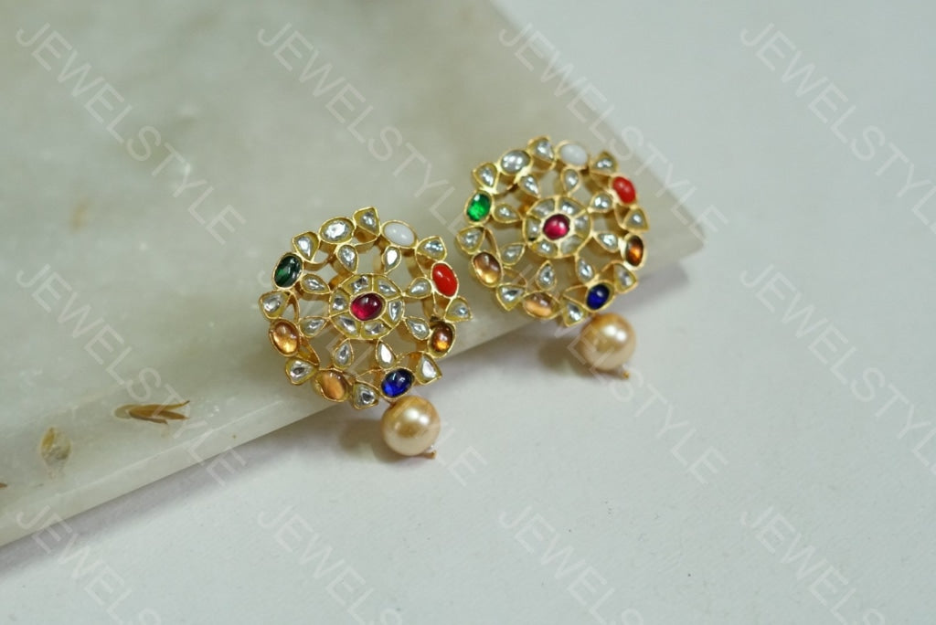Navratan Kundan studs(PREORDER) 1-1121 - JEWELSTYLE