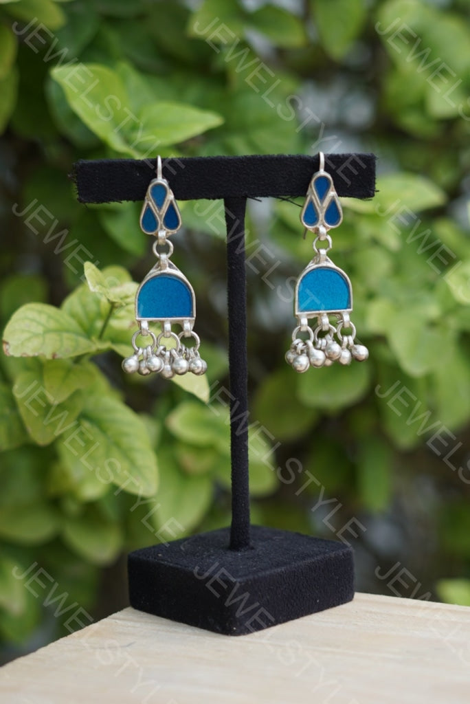 Mirror oxidised earrings  (1-1312)(ON SALE) - JEWELSTYLE